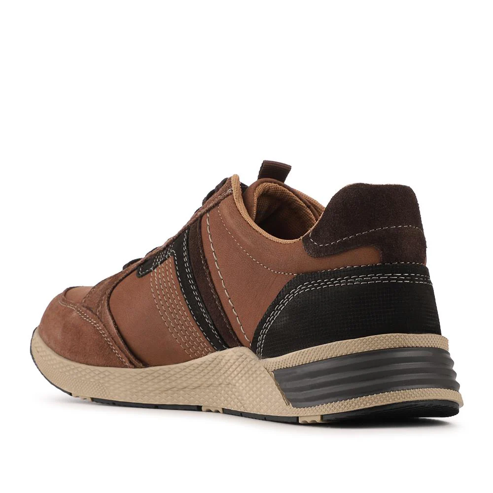 Wide Fit Leather Casual Cushioning Trainers - PARK42051 / 328 394 - Brown - Image 2