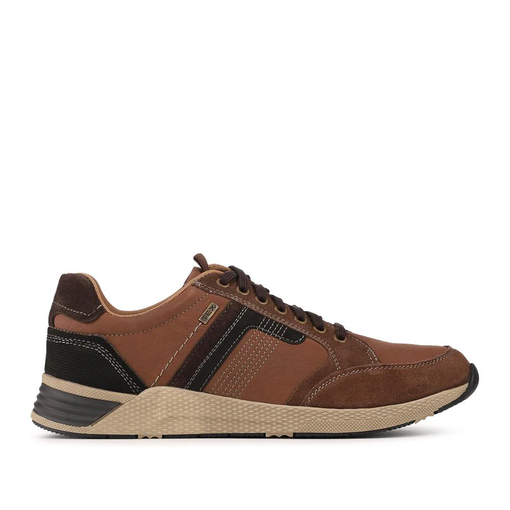 Wide Fit Leather Casual Cushioning Trainers - PARK42051 / 328 394 - Brown - Image 3