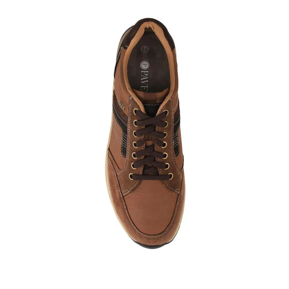 Wide Fit Leather Casual Cushioning Trainers - PARK42051 / 328 394 - Brown - Image 4