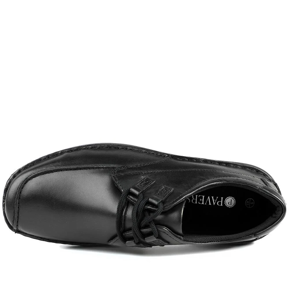 Wide Fit Leather Casual Lace Up Shoes - PARK42059 / 328 430 - Black - Image 4