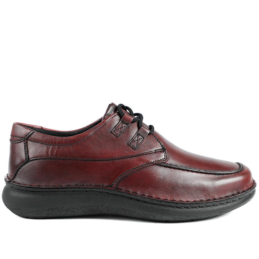 Wide Fit Leather Casual Lace Up Shoes - PARK42059 / 328 430 - Bordeaux - Image 2