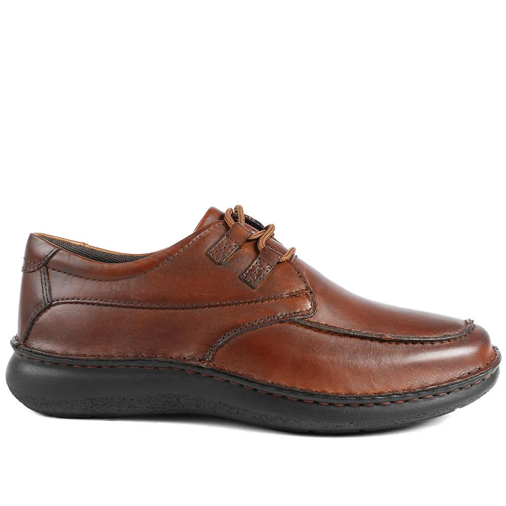 Wide Fit Leather Casual Lace Up Shoes - PARK42059 / 328 430 - Cognac - Image 2