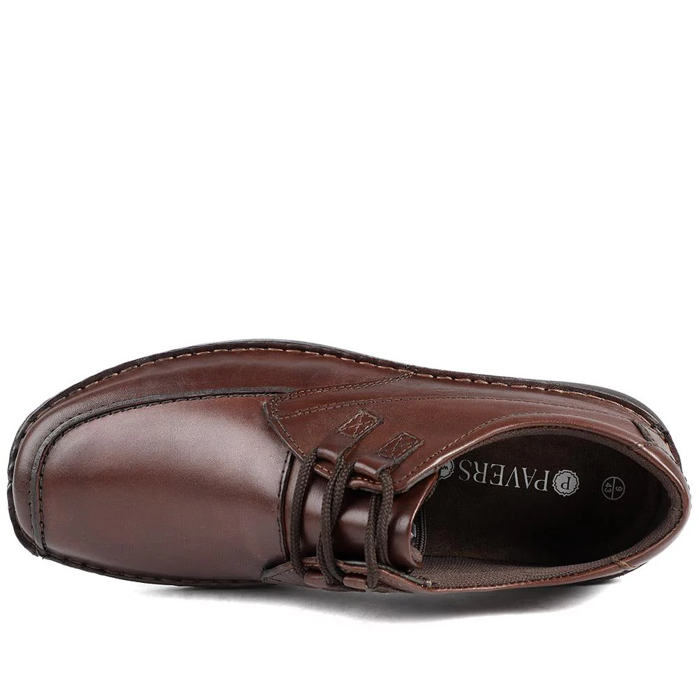 Wide Fit Leather Casual Lace Up Shoes - PARK42059 / 328 430 - Dark Brown - Image 4