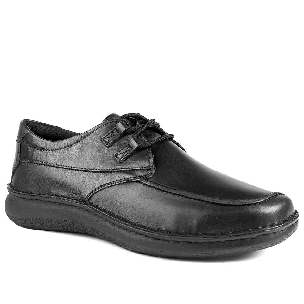 Wide Fit Leather Casual Lace Up Shoes - PARK42059 / 328 430 - Black