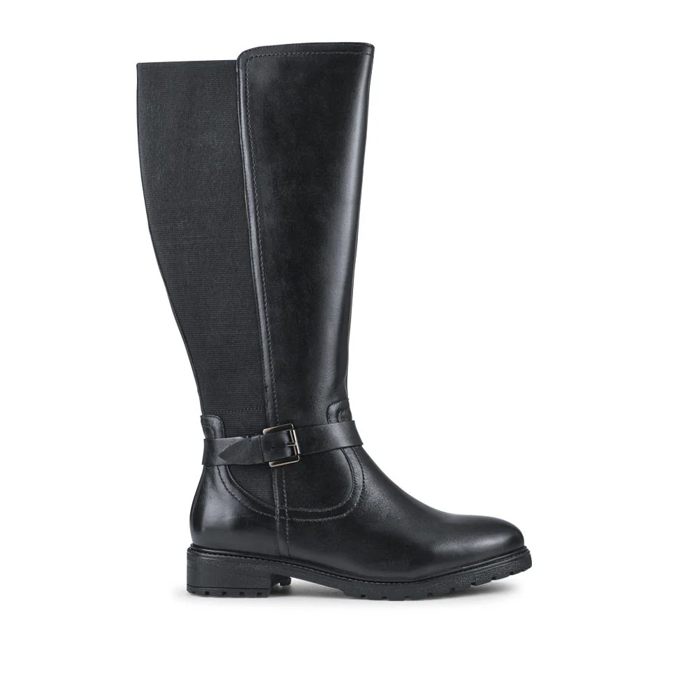 Wide Fit Leather Elasticated Long Boots - MAGNU42002 / 328 148 - Black - Image 2