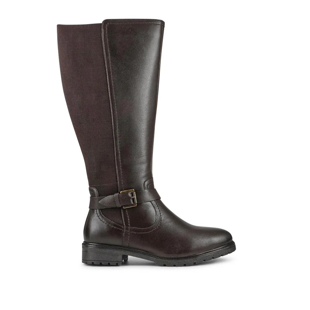 Wide Fit Leather Elasticated Long Boots - MAGNU42002 / 328 148 - Chocolate - Image 3