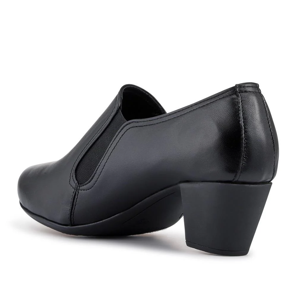 Wide Fit Leather Elasticated Slip-On Shoes - ESFA42000 / 327 775 - Black - Image 3