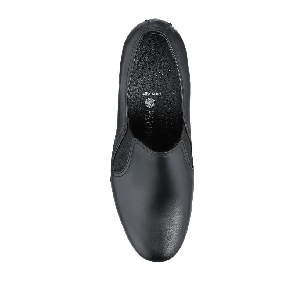 Wide Fit Leather Elasticated Slip-On Shoes - ESFA42000 / 327 775 - Black - Image 4