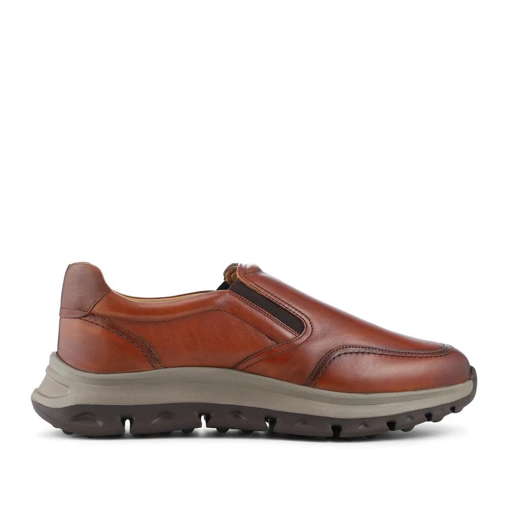 Wide Fit Leather Elasticated Slip On Shoes - PRFEM42011 / 328 324 - Tan - Image 2