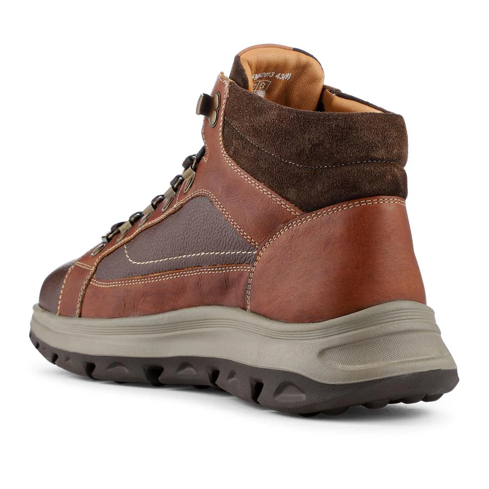 Wide Fit Leather Cushioned Sole Boots - PRFEM42013 / 328 327 - Brown - Image 3