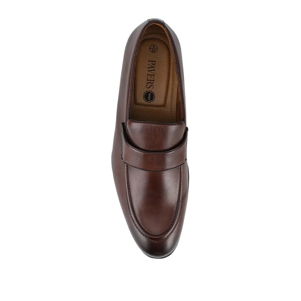 Wide Fit Leather Heeled Loafers - PRFEM42007 / 328 301 - Brown - Image 4
