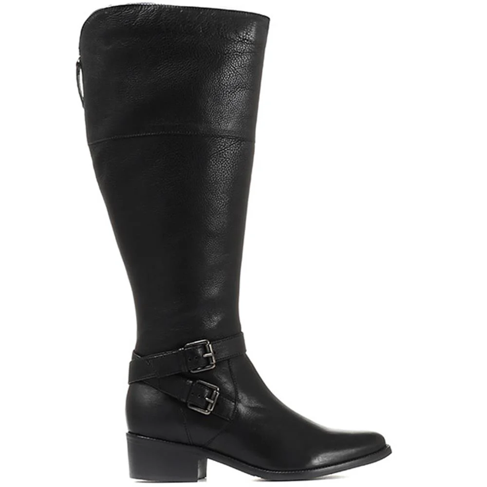 Wide Fit Leather Knee Boots - CARM28509 / 313 436 - Black - Image 2