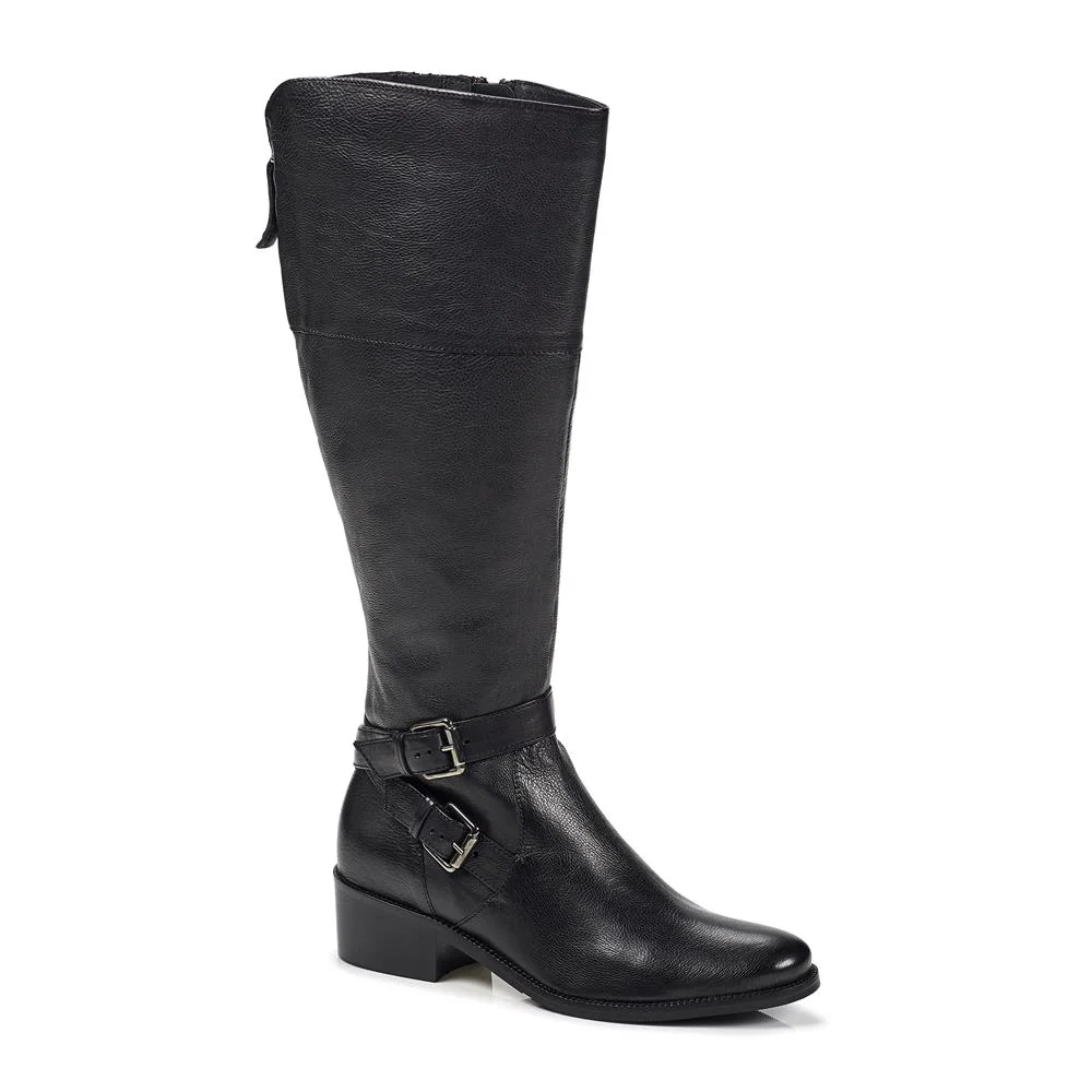 Wide Fit Leather Knee Boots - CARM28509 / 313 436 - Black - Image 7