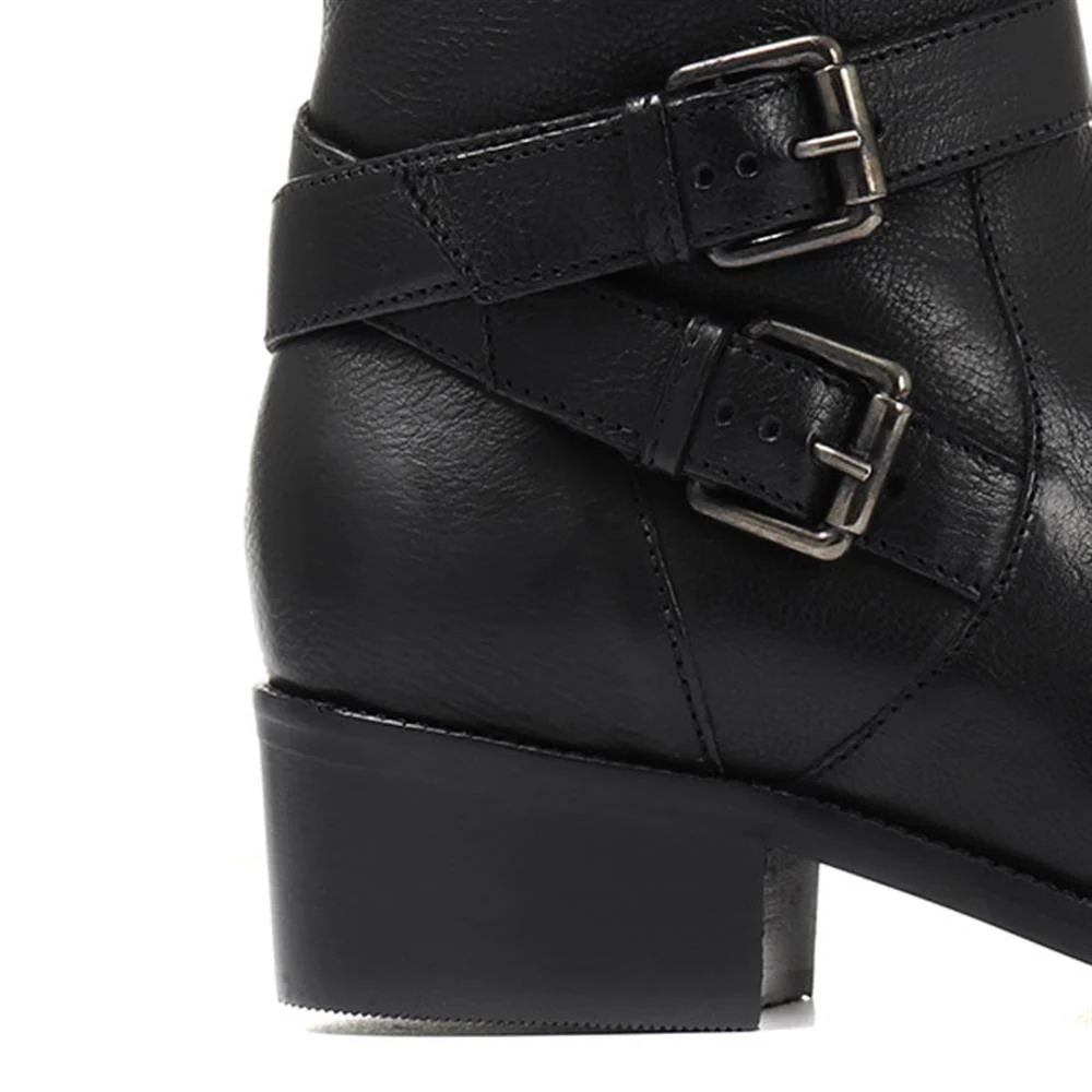 Wide Fit Leather Knee Boots - CARM28509 / 313 436 - Black - Image 8