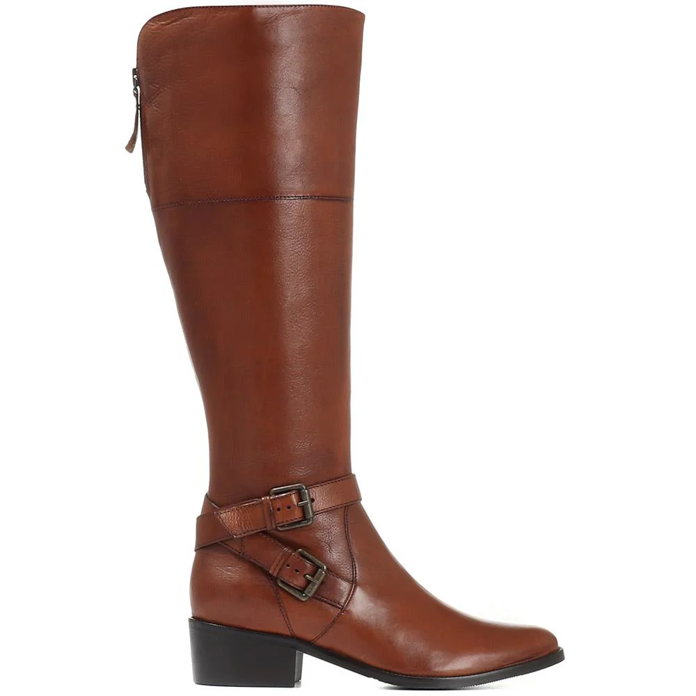 Wide Fit Leather Knee Boots - CARM28509 / 313 436 - Tan - Image 2