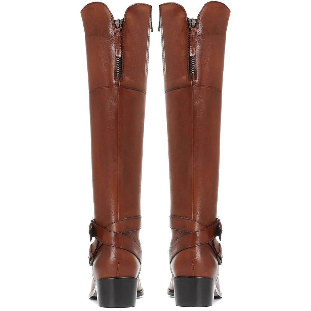 Wide Fit Leather Knee Boots - CARM28509 / 313 436 - Tan - Image 3