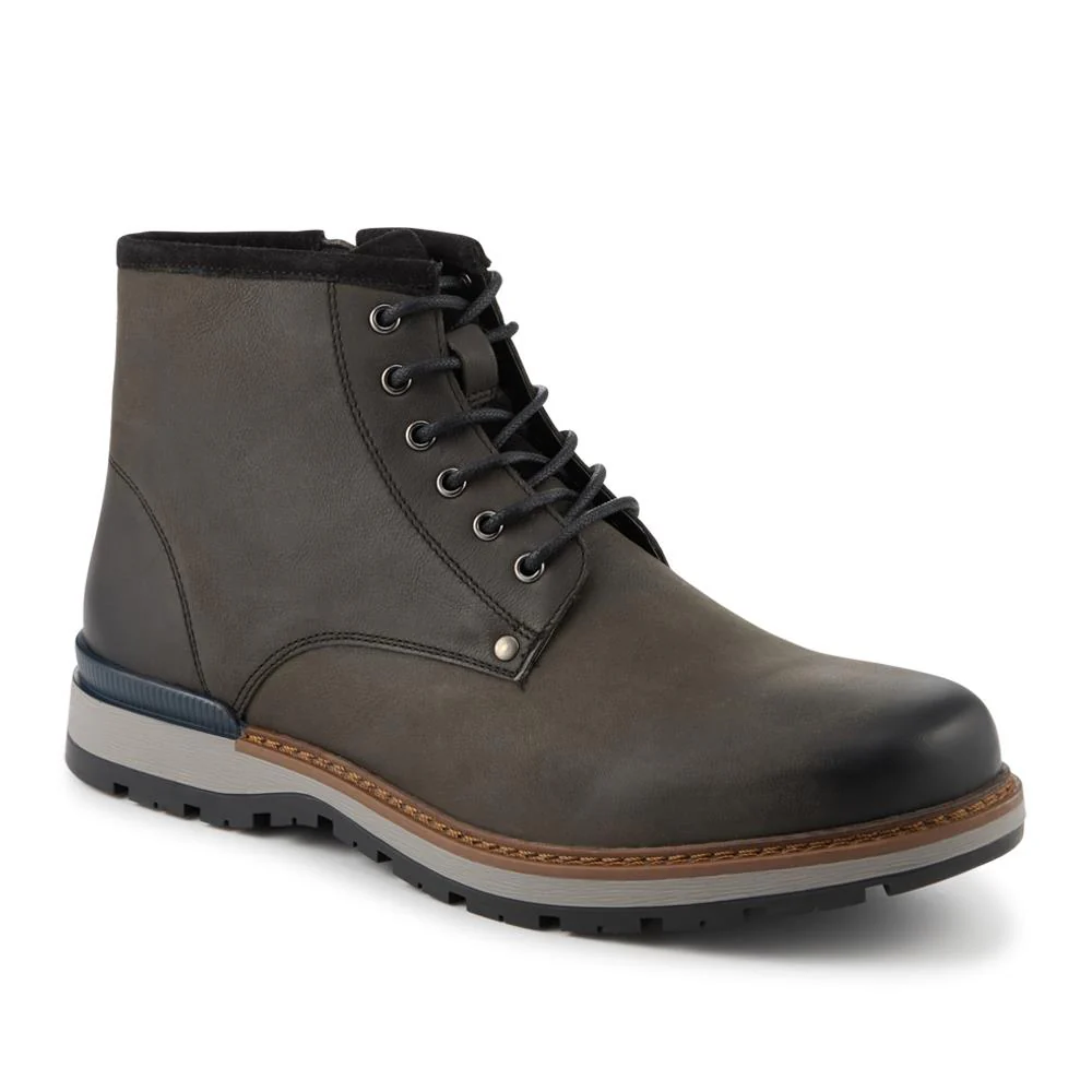Wide Fit Leather Lace Boots With Zip Fasten - PRFEM42001 / 328 114