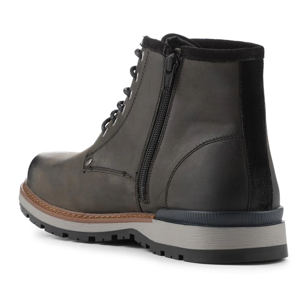 Wide Fit Leather Lace Boots With Zip Fasten - PRFEM42001 / 328 114 - Black - Image 3