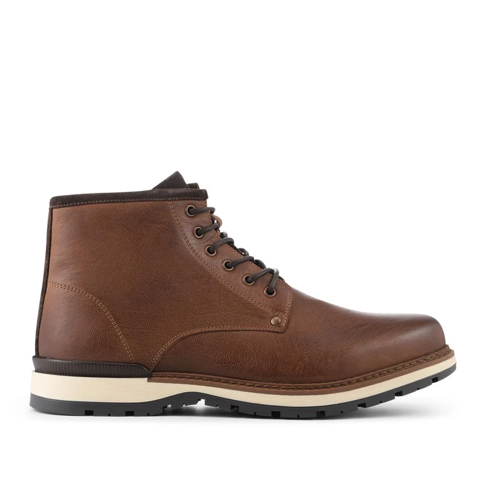 Wide Fit Leather Lace Boots With Zip Fasten - PRFEM42001 / 328 114 - Brown - Image 2