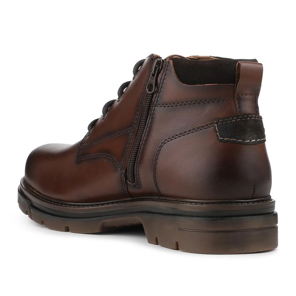 Wide Fit Leather Lace Up Boots - FBFOO42006 / 327 997 - Brown - Image 3