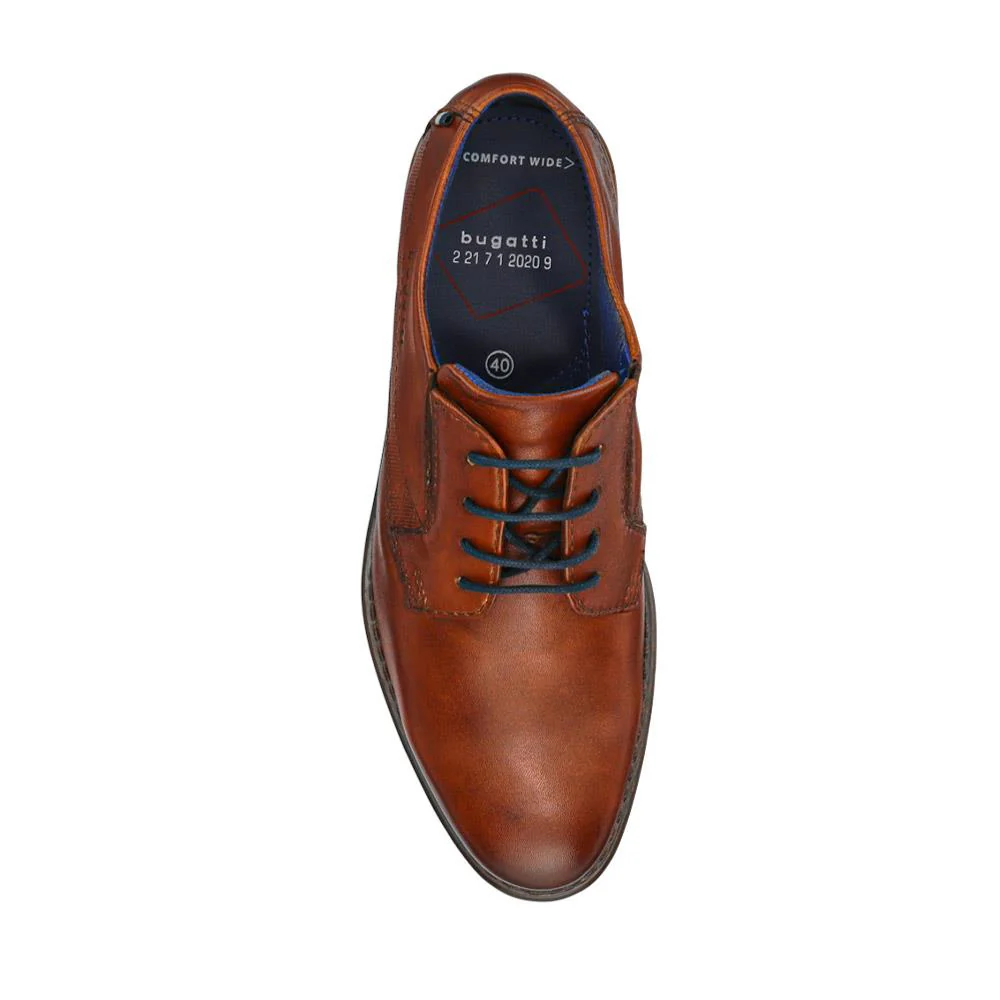 Wide-Fit Leather Lace-Up Shoes - BUG41501 / 326 718 - Cognac - Image 4