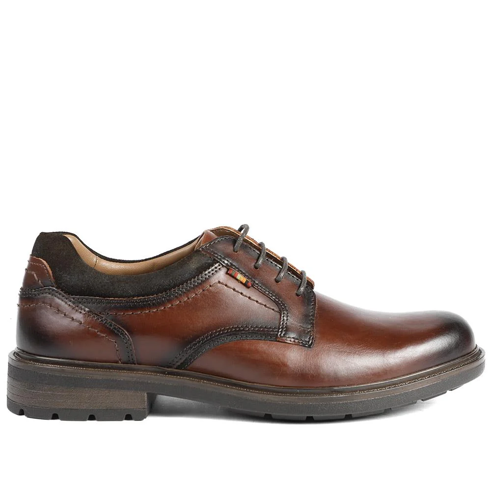 Wide Fit Leather Lace Up Shoes - FBFOO42005 / 327 996 - Brown - Image 2