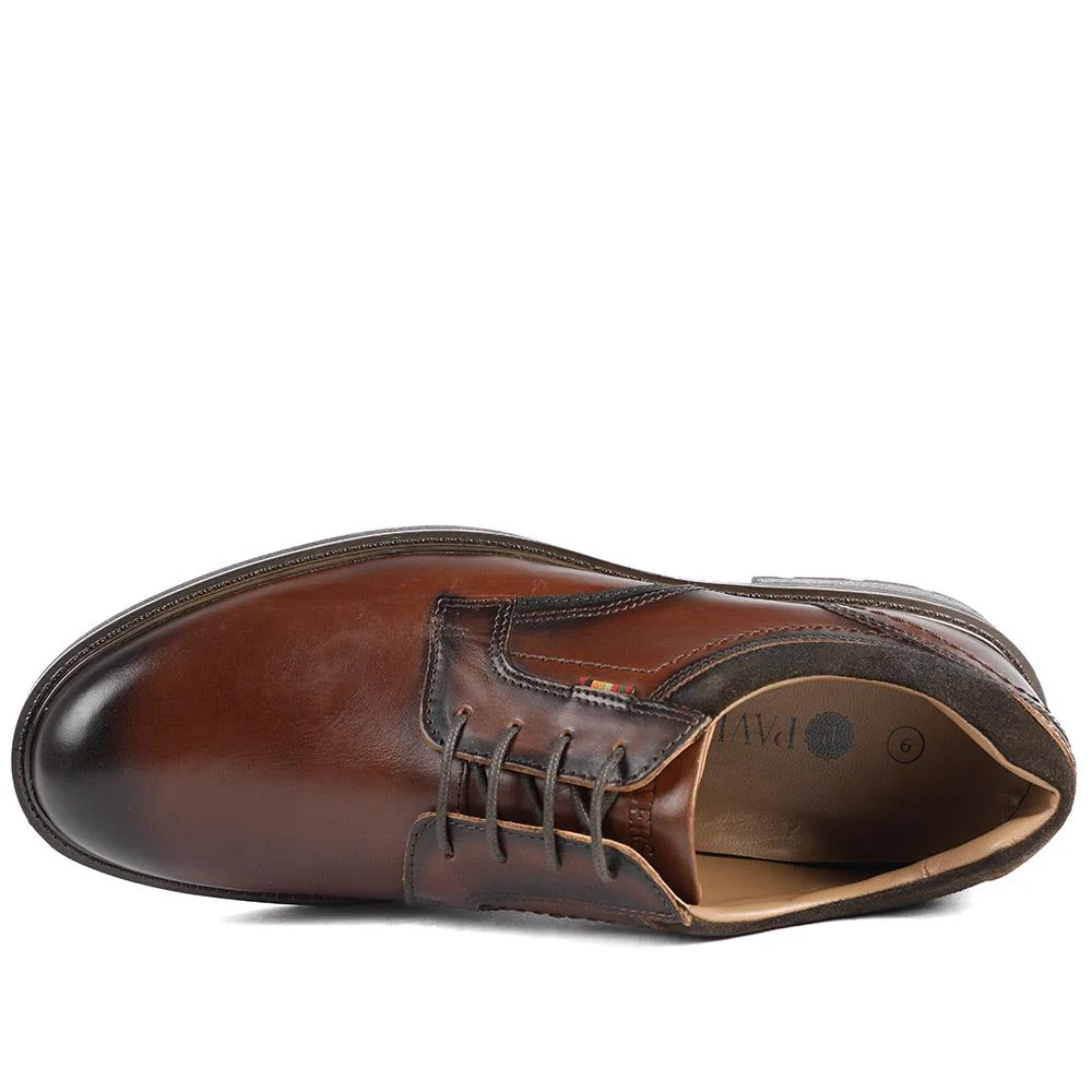 Wide Fit Leather Lace Up Shoes - FBFOO42005 / 327 996 - Brown - Image 4