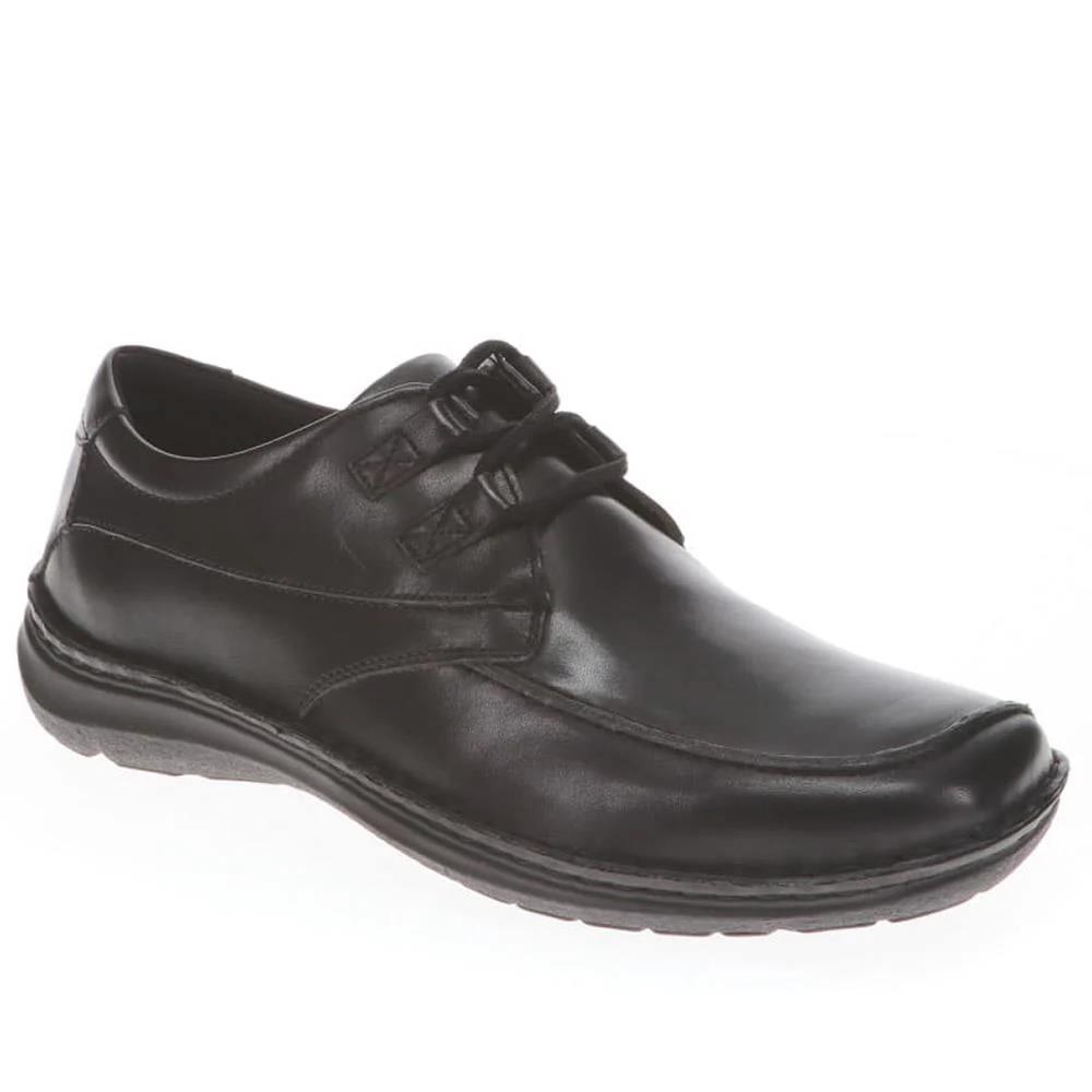 Wide Fit Leather Lace-Up Shoes - PARK40035 / 325 803 - Black