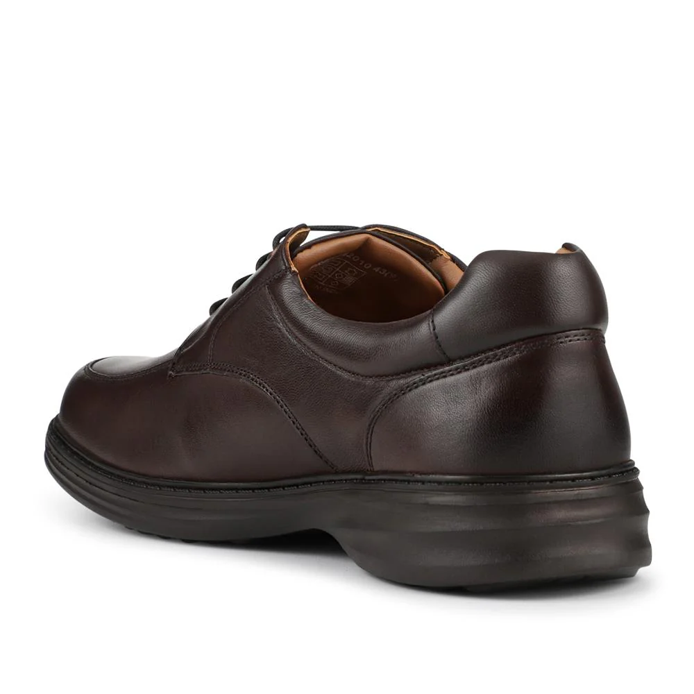 Wide Fit Leather Lace-Up Shoes With Comfort Sole - PRFEM42010 / 328 310 - Brown - Image 3