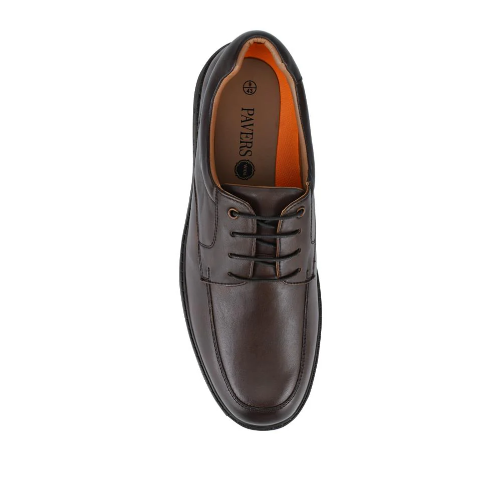 Wide Fit Leather Lace-Up Shoes With Comfort Sole - PRFEM42010 / 328 310 - Brown - Image 4
