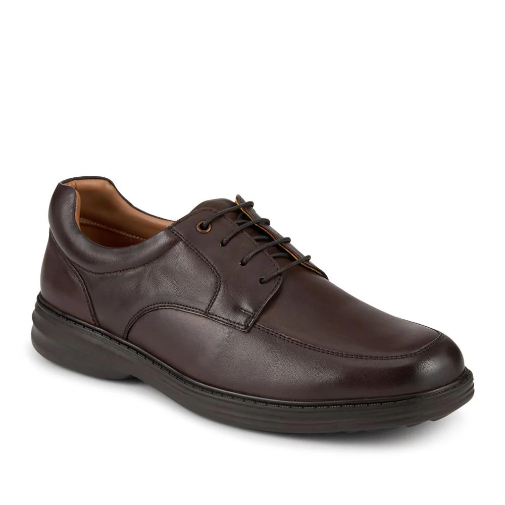 Wide Fit Leather Lace-Up Shoes With Comfort Sole - PRFEM42010 / 328 310 - Brown