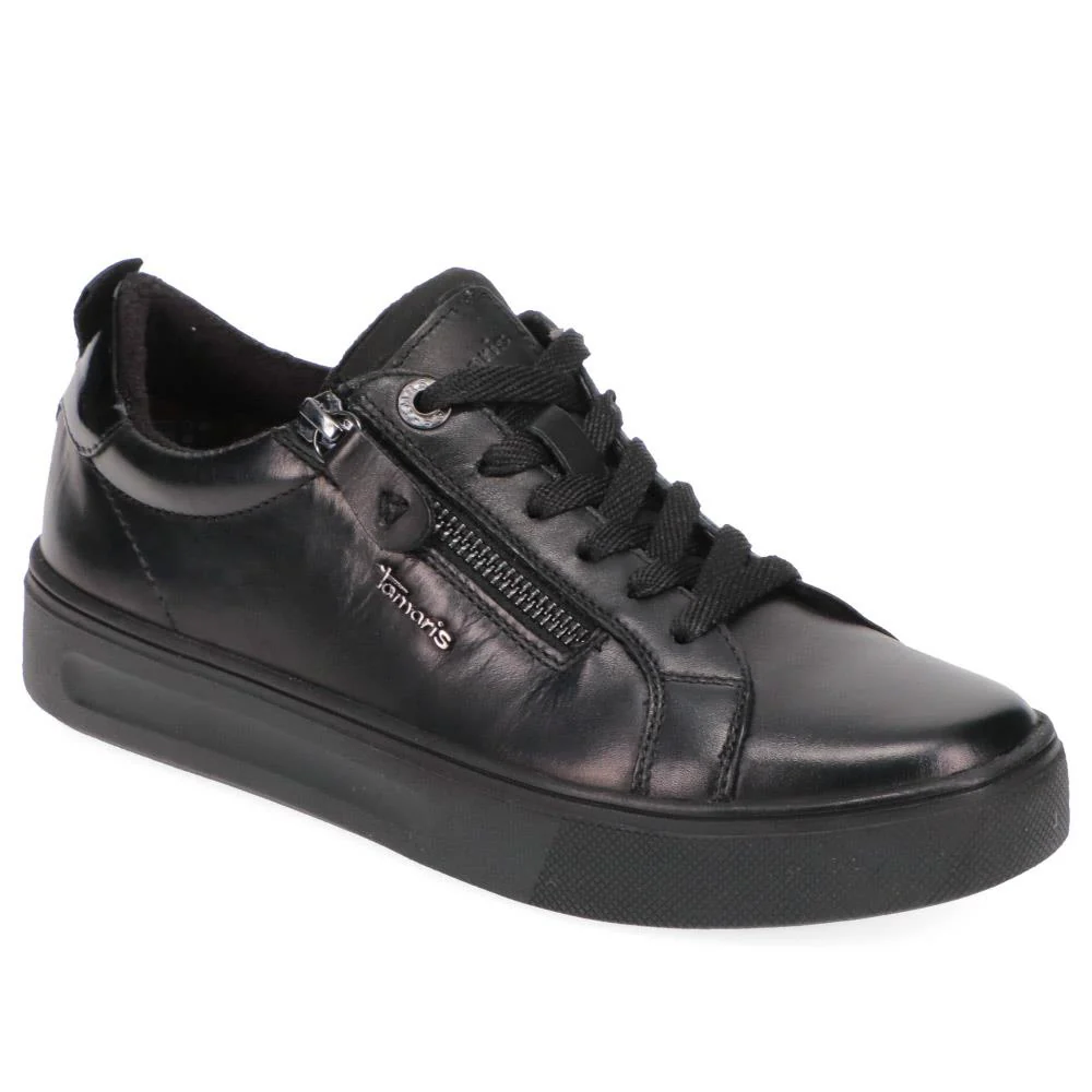 Wide-Fit Leather Lace-Up Trainers - JANA40503 / 326 066 - Image 2