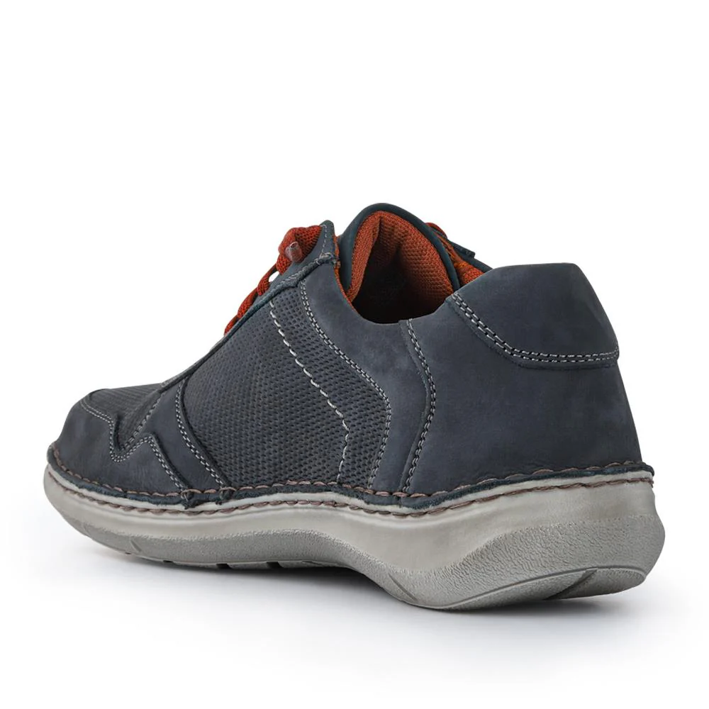 Wide-Fit Leather Bungee-Laced Trainers - JOSEF41506 / 327 049 - Navy - Image 3