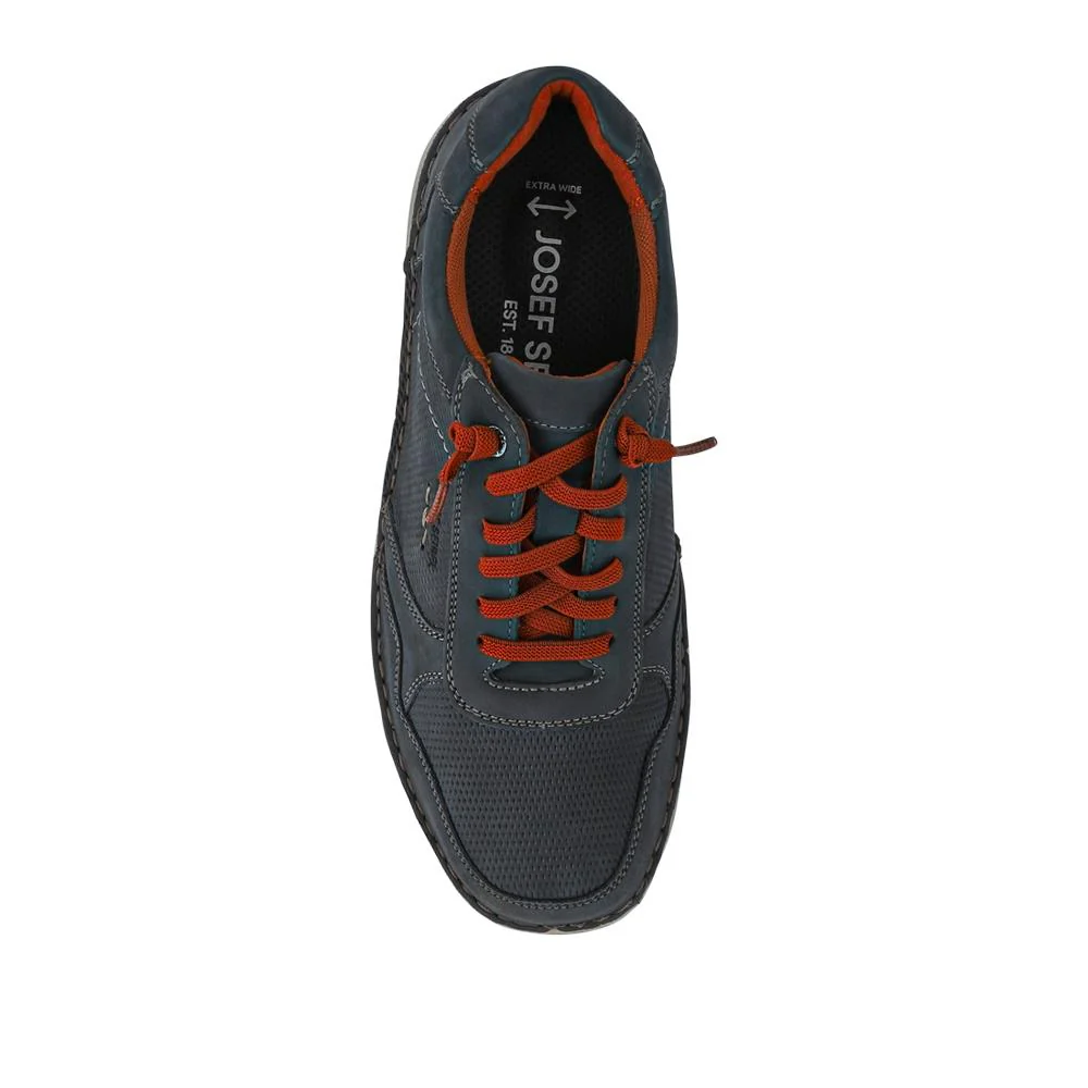 Wide-Fit Leather Bungee-Laced Trainers - JOSEF41506 / 327 049 - Navy - Image 4
