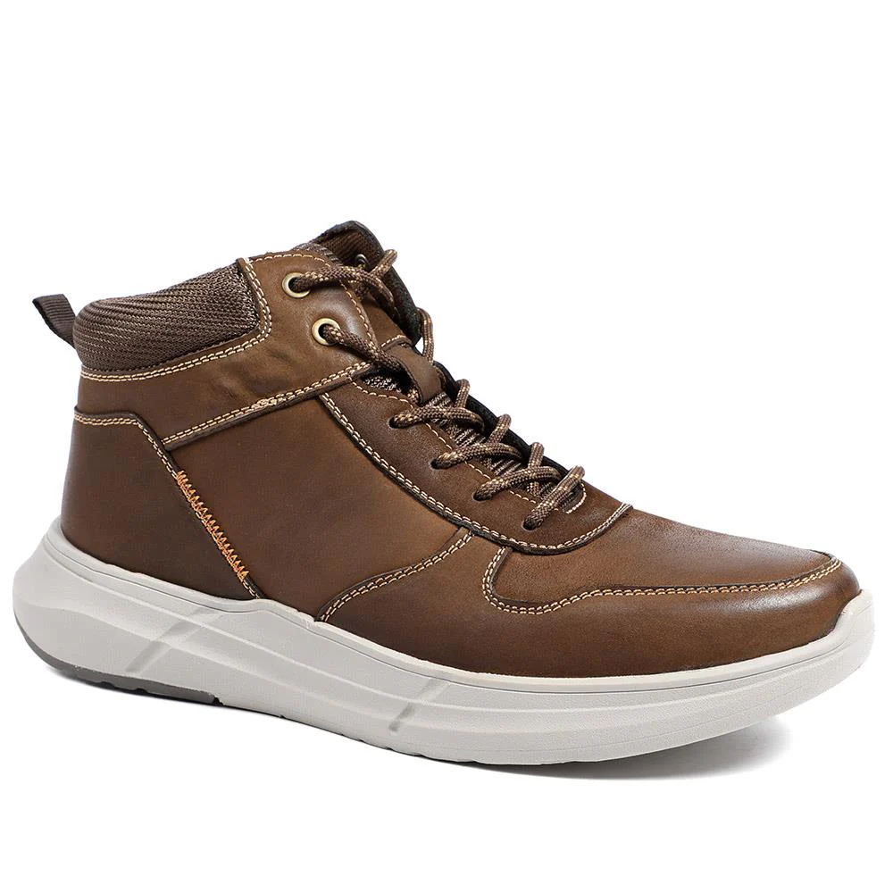 Wide Fit Leather Lace Up Trainers - RISI42000 / 328 243