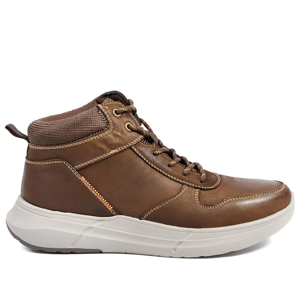 Wide Fit Leather Lace Up Trainers - RISI42000 / 328 243 - Brown - Image 2