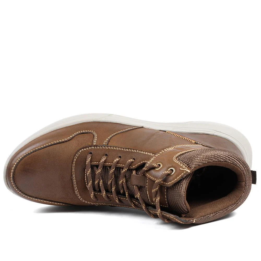 Wide Fit Leather Lace Up Trainers - RISI42000 / 328 243 - Brown - Image 4