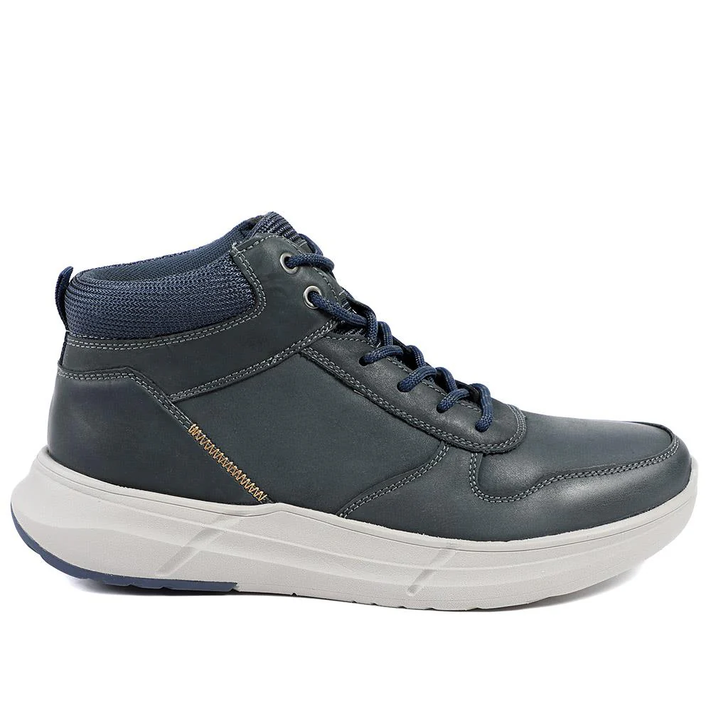 Wide Fit Leather Lace Up Trainers - RISI42000 / 328 243 - Navy - Image 2