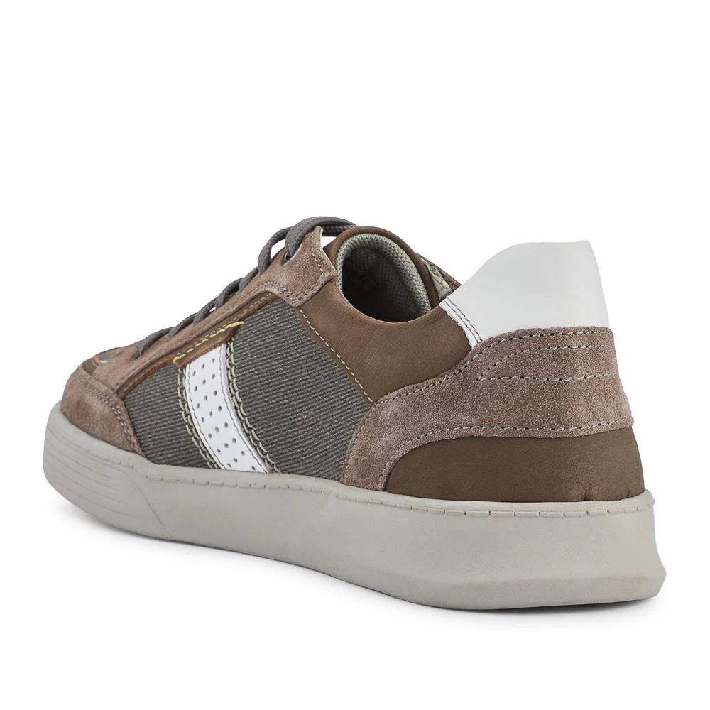 Wide-Fit Leather Laced Trainers - PARK41047 / 327 263 - Charcoal - Image 3
