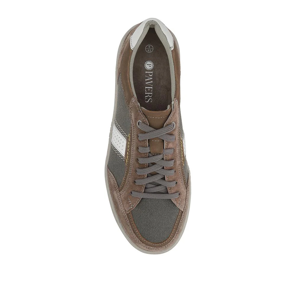 Wide-Fit Leather Laced Trainers - PARK41047 / 327 263 - Charcoal - Image 4