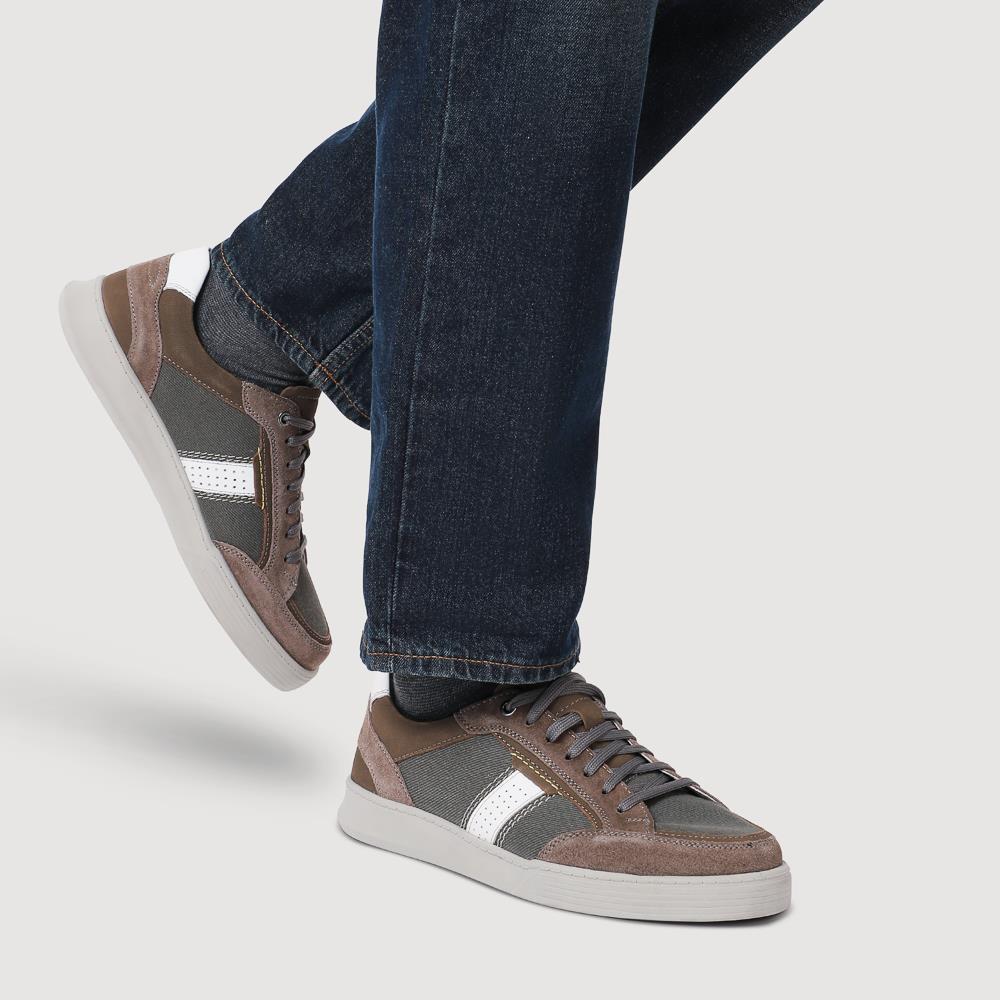Wide-Fit Leather Laced Trainers - PARK41047 / 327 263 - Charcoal - Image 5
