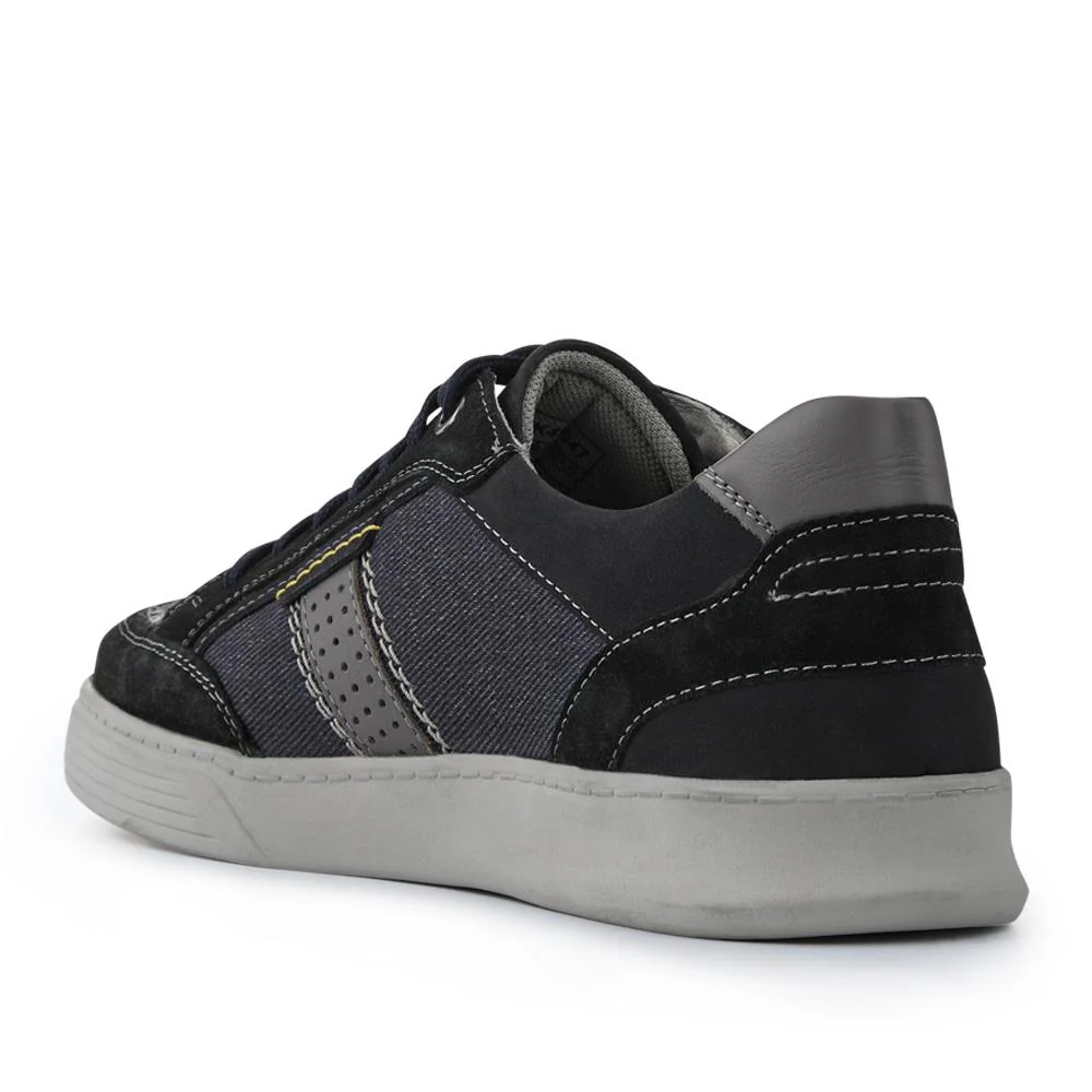 Wide-Fit Leather Laced Trainers - PARK41047 / 327 263 - Navy - Image 3