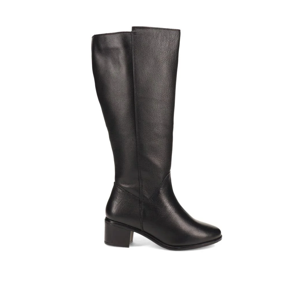Wide-Fit Leather Long Boots - CDINT40001 / 326 602 - Black - Image 2