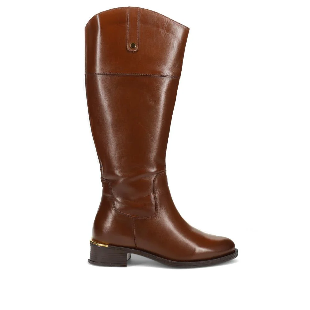 Wide-Fit Leather Long Boots - SAK40027 / 326 372 - Tan - Image 2