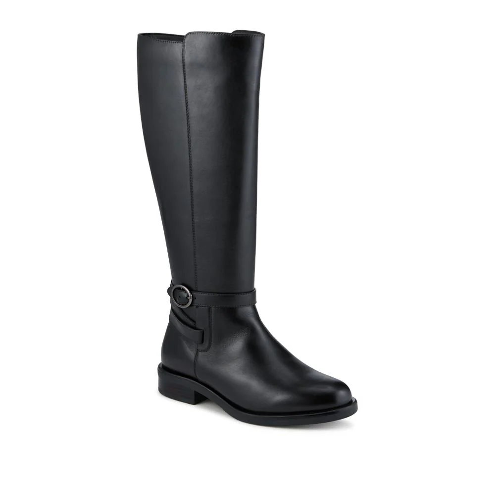 Wide Fit Leather Long Boots With Buckle Detail - PRFEM42014 / 328 626