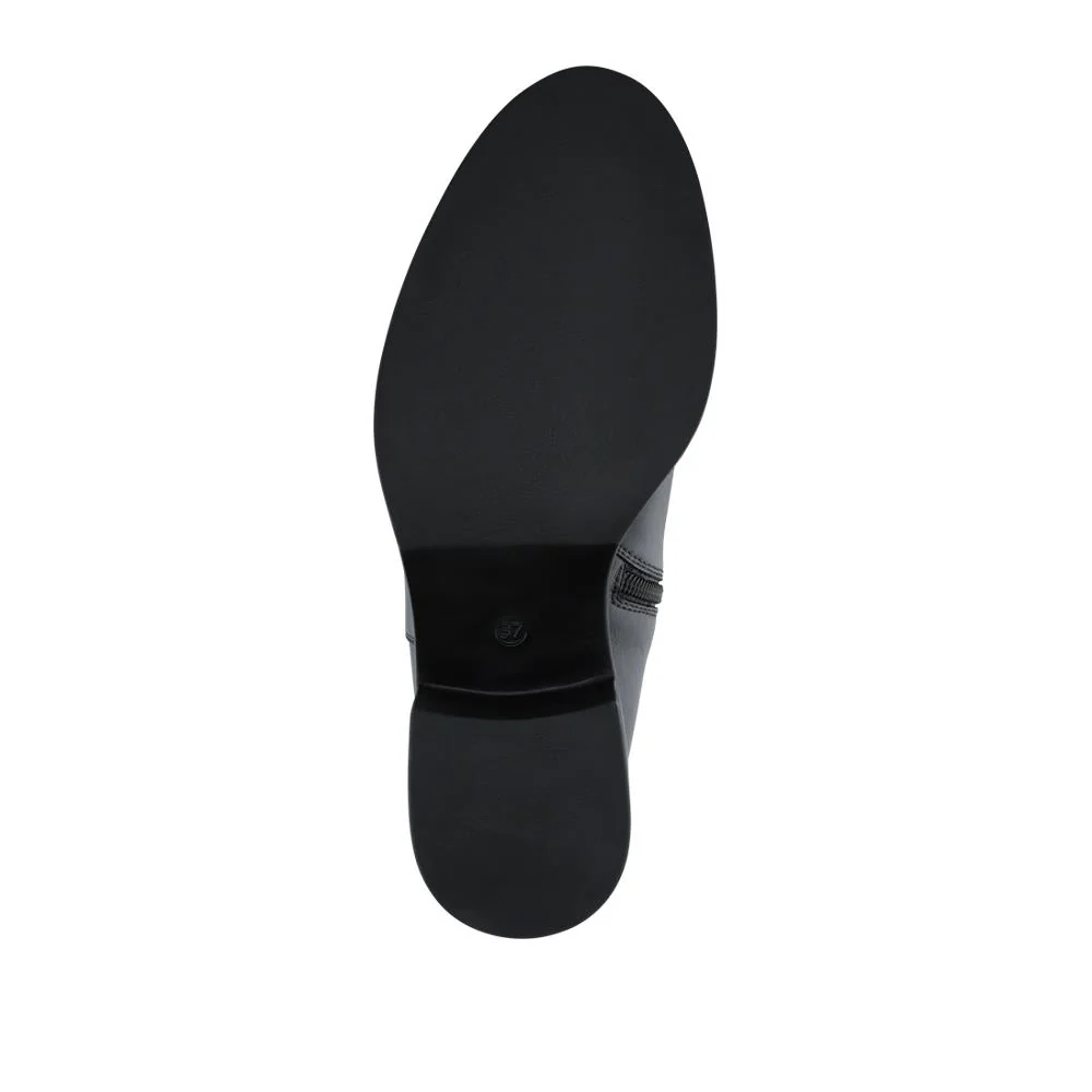 Wide Fit Leather Long Boots With Buckle Detail - PRFEM42014 / 328 626 - Black - Image 5