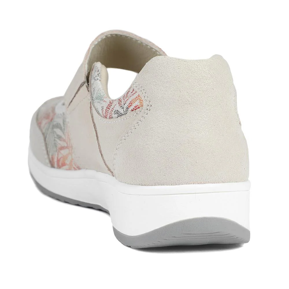 Wide Fit Leather Mary Janes - BRK42012 / 328 095 - BEIGE FLORAL - Image 4