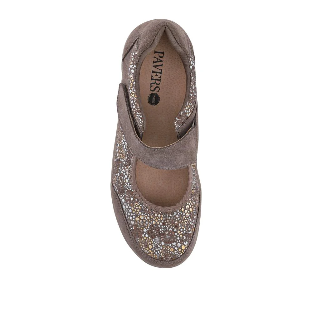 Wide Fit Leather Mary Janes - BRK42012 / 328 095 - Taupe Multi - Image 4