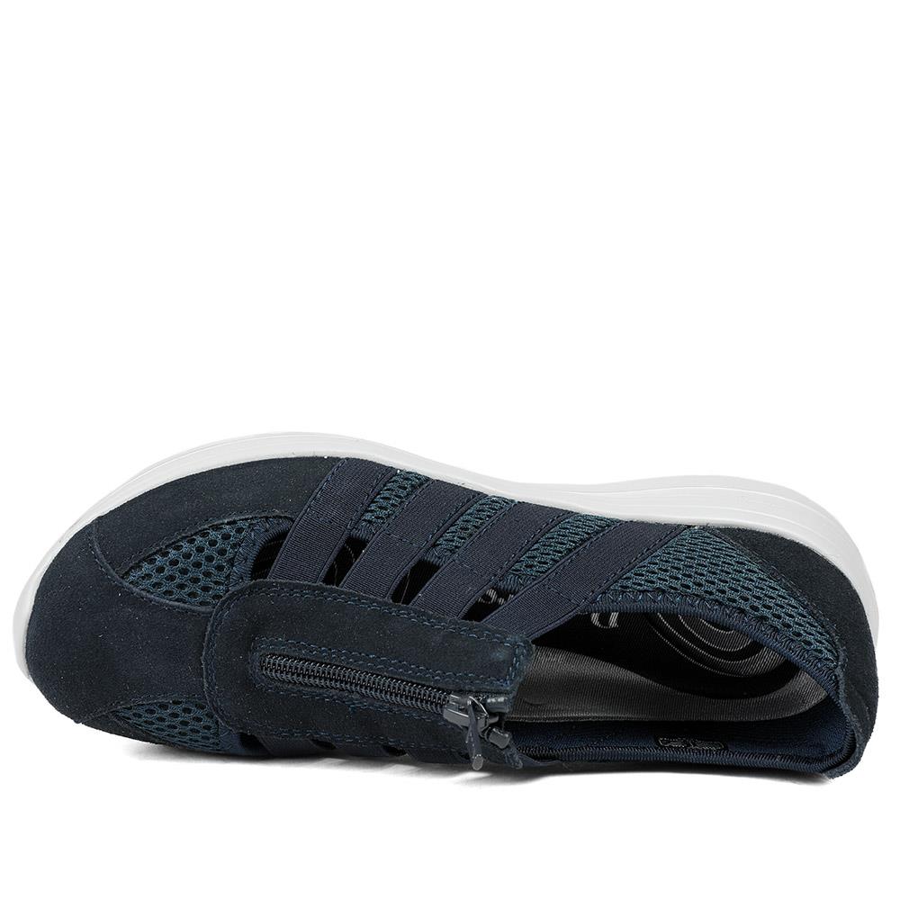 Wide Fit Leather Memory Foam Trainers - BRK43032 / 329 266 - Navy - Image 5