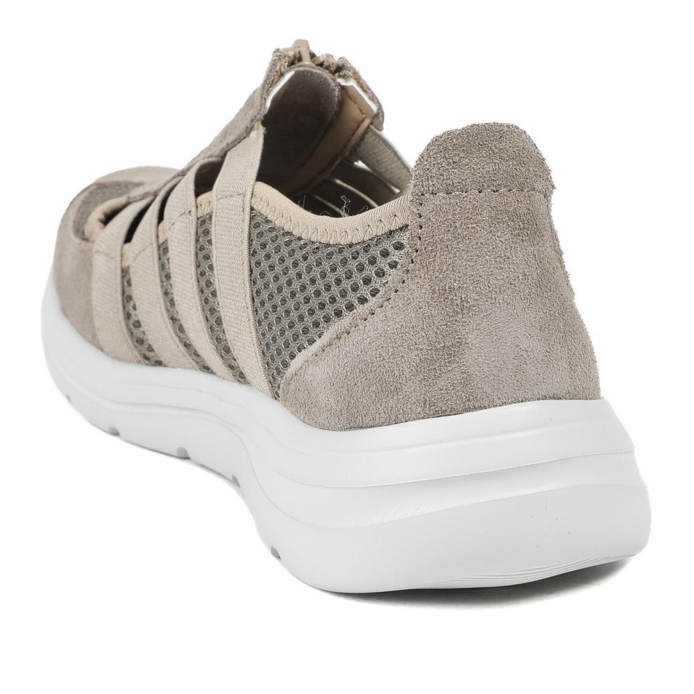 Wide Fit Leather Memory Foam Trainers - BRK43032 / 329 266 - Taupe - Image 4